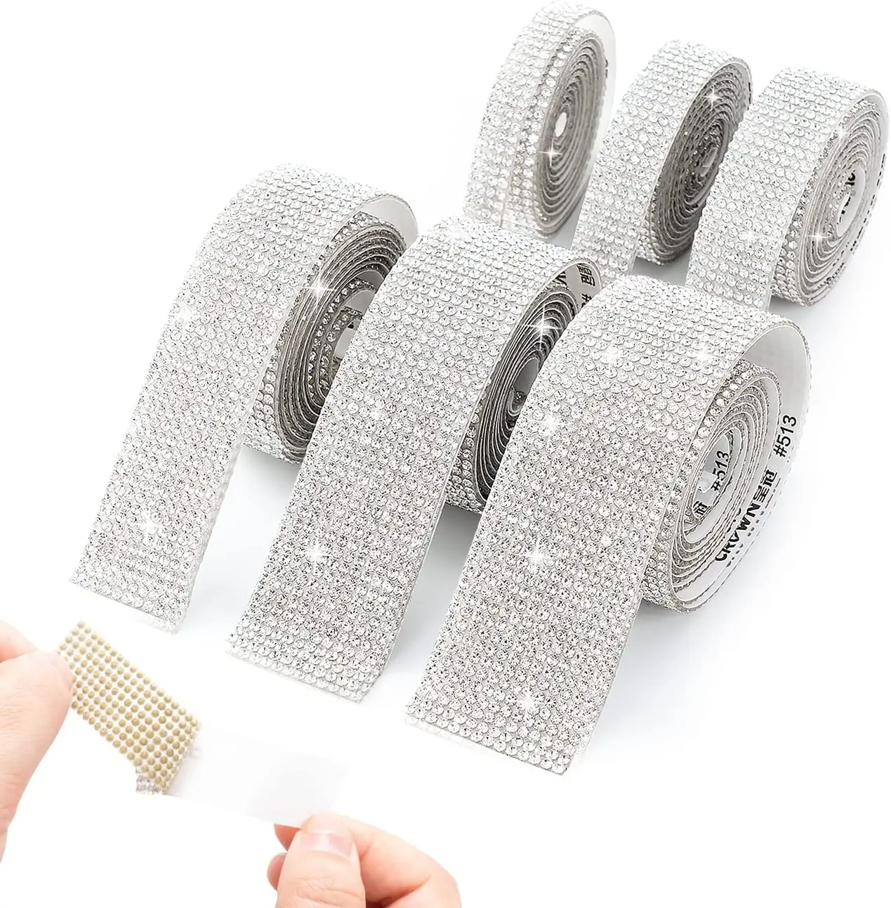 10Yard Rhinestone Ribbons Silver Self Adhesive Crystal Diamond Wrap Car Phone Bag Shoes Decoration DIY Arts Crafts Wedding Party