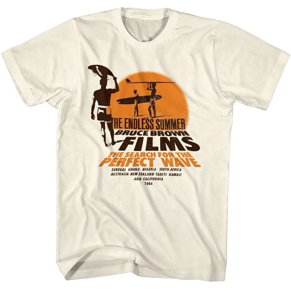 Endless Summer Perfect Wave Men's T Shirt Bruce Brown Films 1966 Surfer Document Men's Clothing Short Sleeve Tops