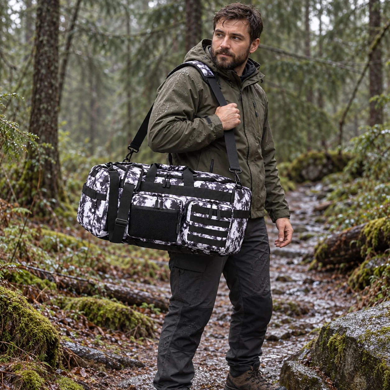 Waterproof and Cutting Resistant 50L 3 in 1 Multifunctional Hunting Handbag Crossbody Shoulder Bag Camouflage Fishing Backpack