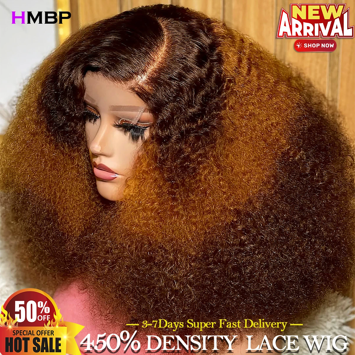 Glueless Wigs Human Hair Highlight Kinky Curly Wear and Go 13x6 Hd Lace Frontal Wig 450 Density Preplucked Closure Wig For Women