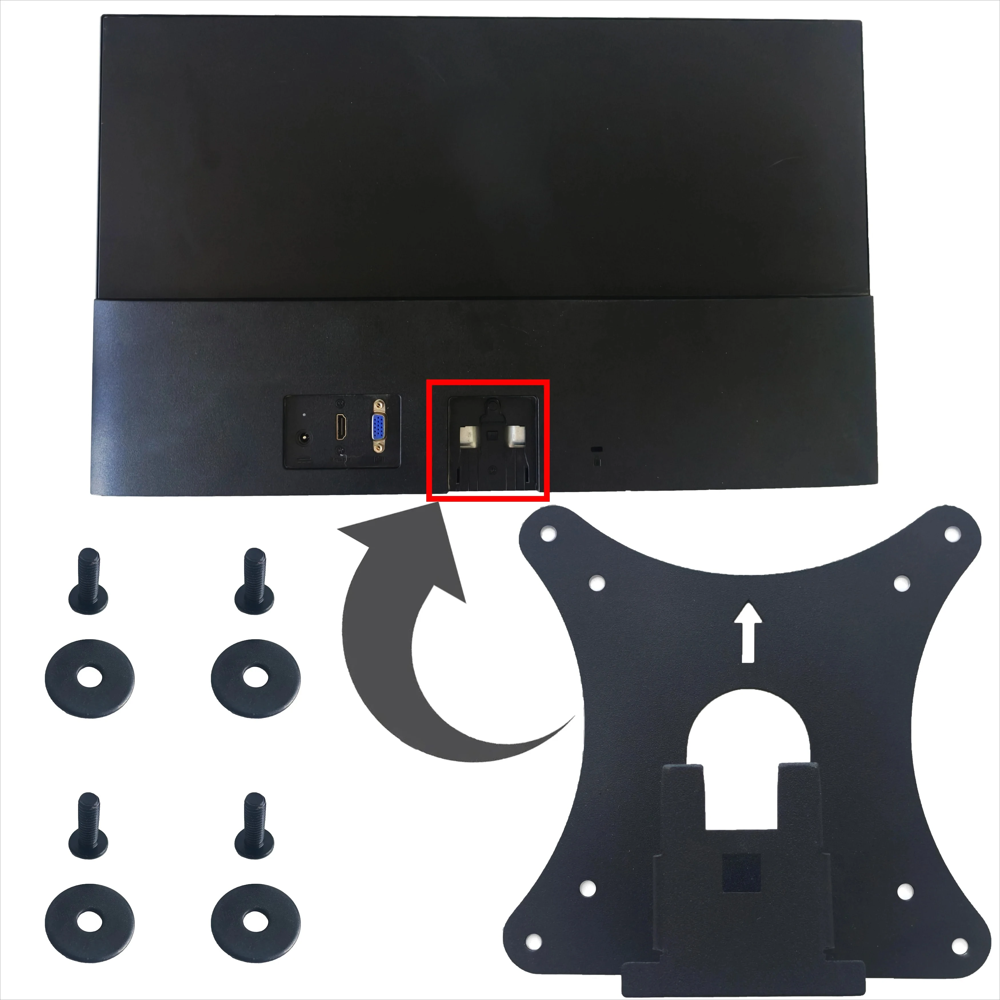 

Monitor Arm/Mount VESA Adapter for HP 21.5" 22" 23.8" 24" 27" 22M 24M 27M IPS Display Fits Stands and Wall Mounts