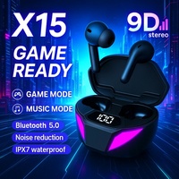 X15 TWS Wireless Bluetooth Earphones with Mic Bass Audio Sound Positioning 9D Stereo Music HiFi Gaming Earbuds for Gamer