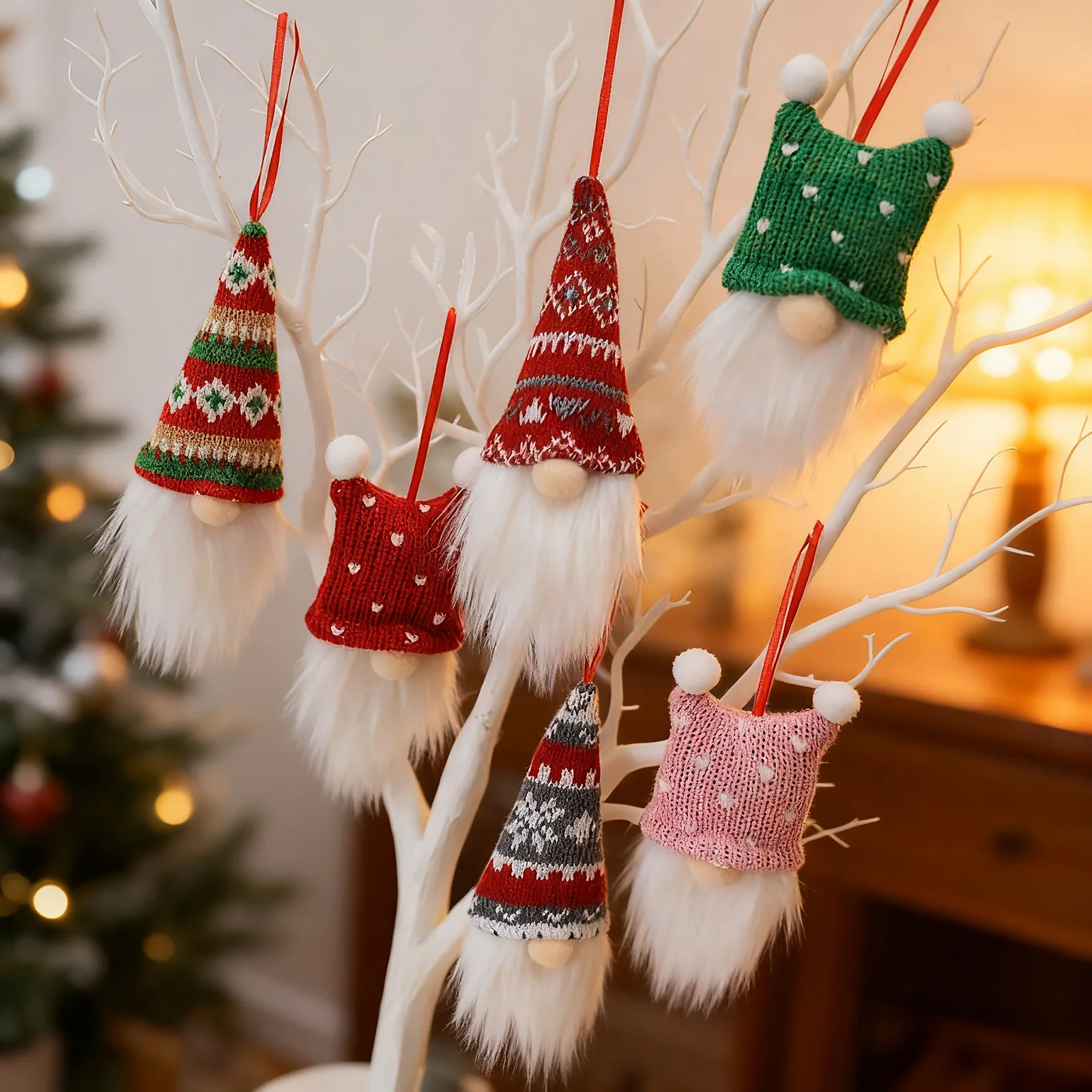 شجرة عيد الميلاد معلقة التماثيل الحلي السويدية اليدوية أفخم Tomte التماثيل سانتا قزم معلقة ديكورات المنزل عطلة ديكور