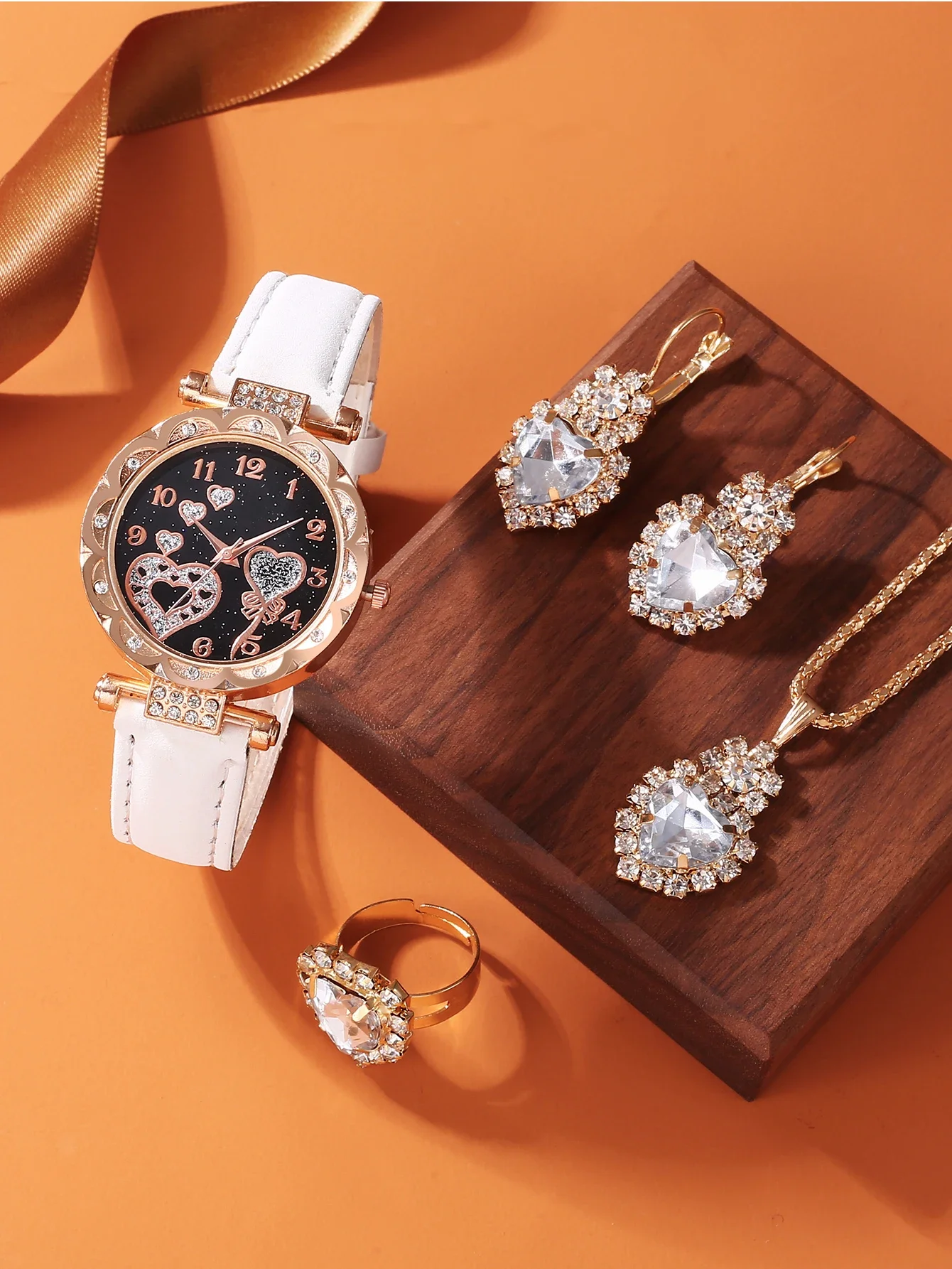 6pcs Fashionable and minimalist belt watch for women, casual student quartz women's watch set