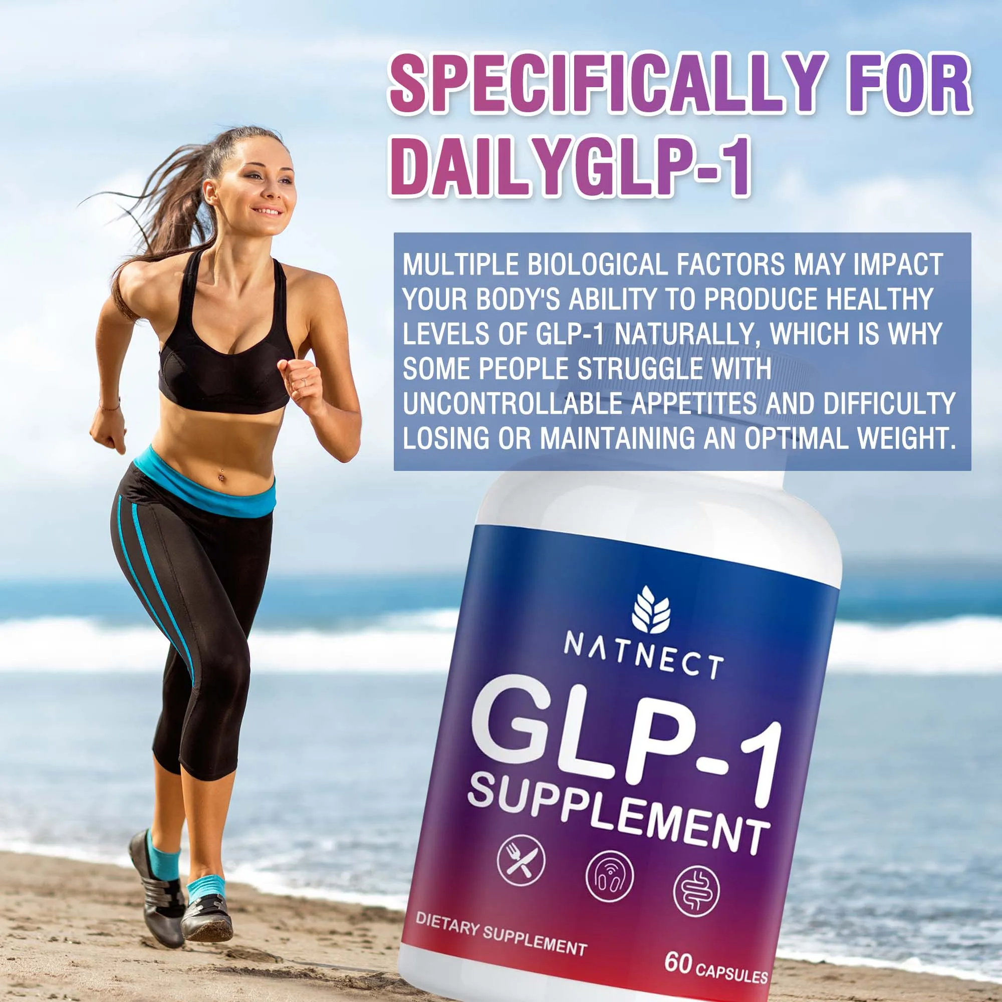 GLP-1 Supplement Capsules, Weight Loss Anti Cellulite Promote Thigh Waist Belly Fat Reduction Slim Down Body Slimming