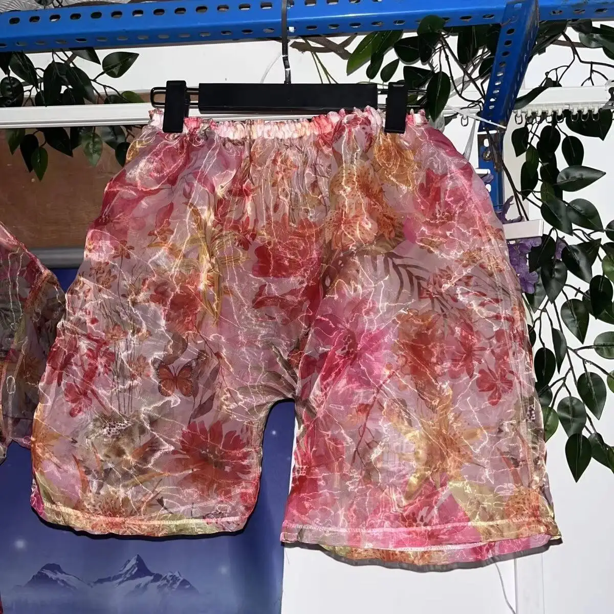 

Summer Glossy Liquid Water Gauze Organza Floral Lingerie Panties Plus Size Underwears Sexy Briefs