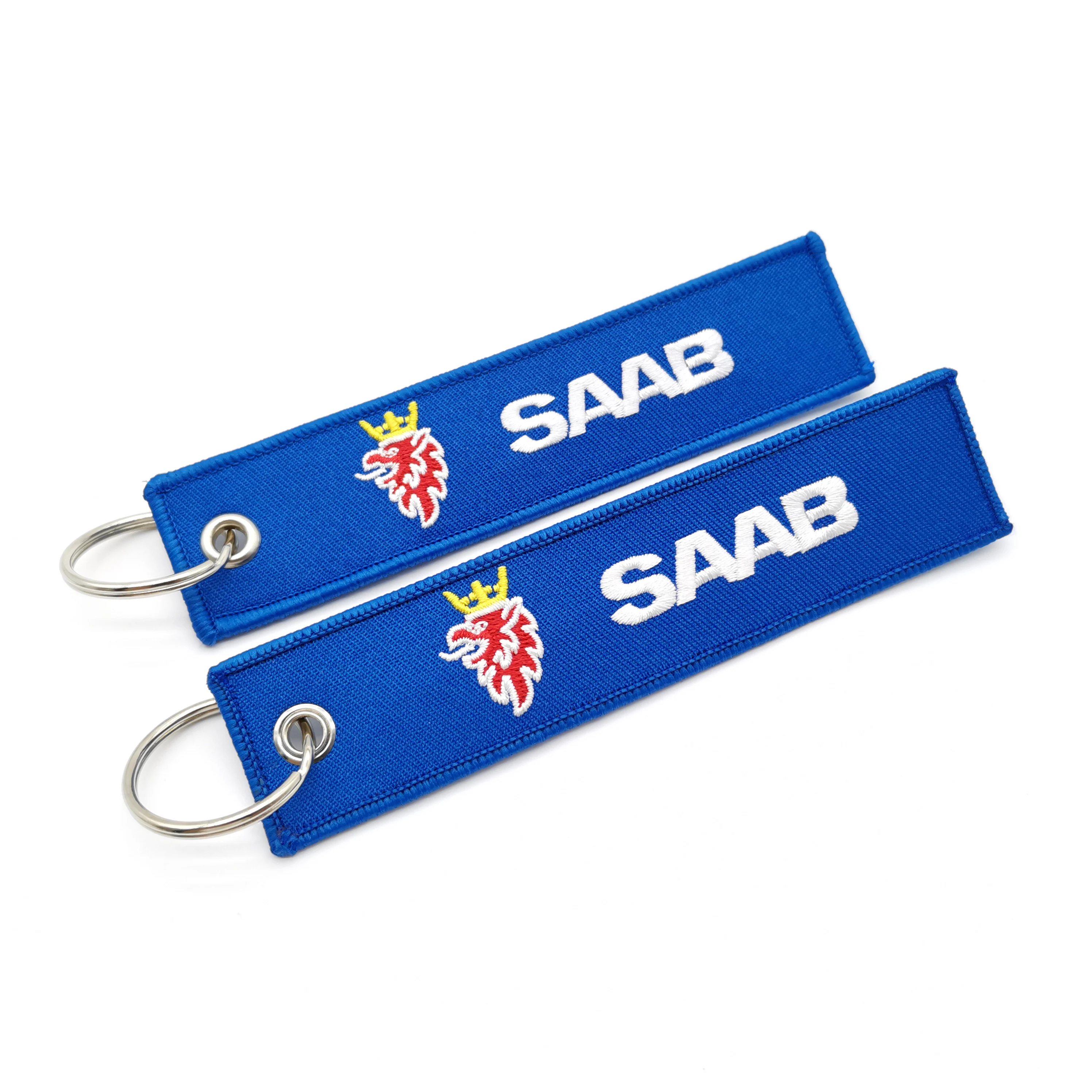 

JDM SAAB Logo Racing Culture Fabric Double Embroidery Car Auto Keychain Keyring Personality Fashion Cloth Key Tag Accessories