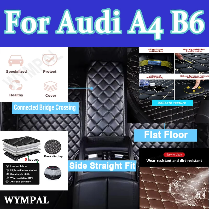 

Luxury Custom Automotive Car Floor Mats For Audi A4 B6 2002 2003 2004 2005 2006 Auto Leather Car Mats Full Coverage Protect Pads