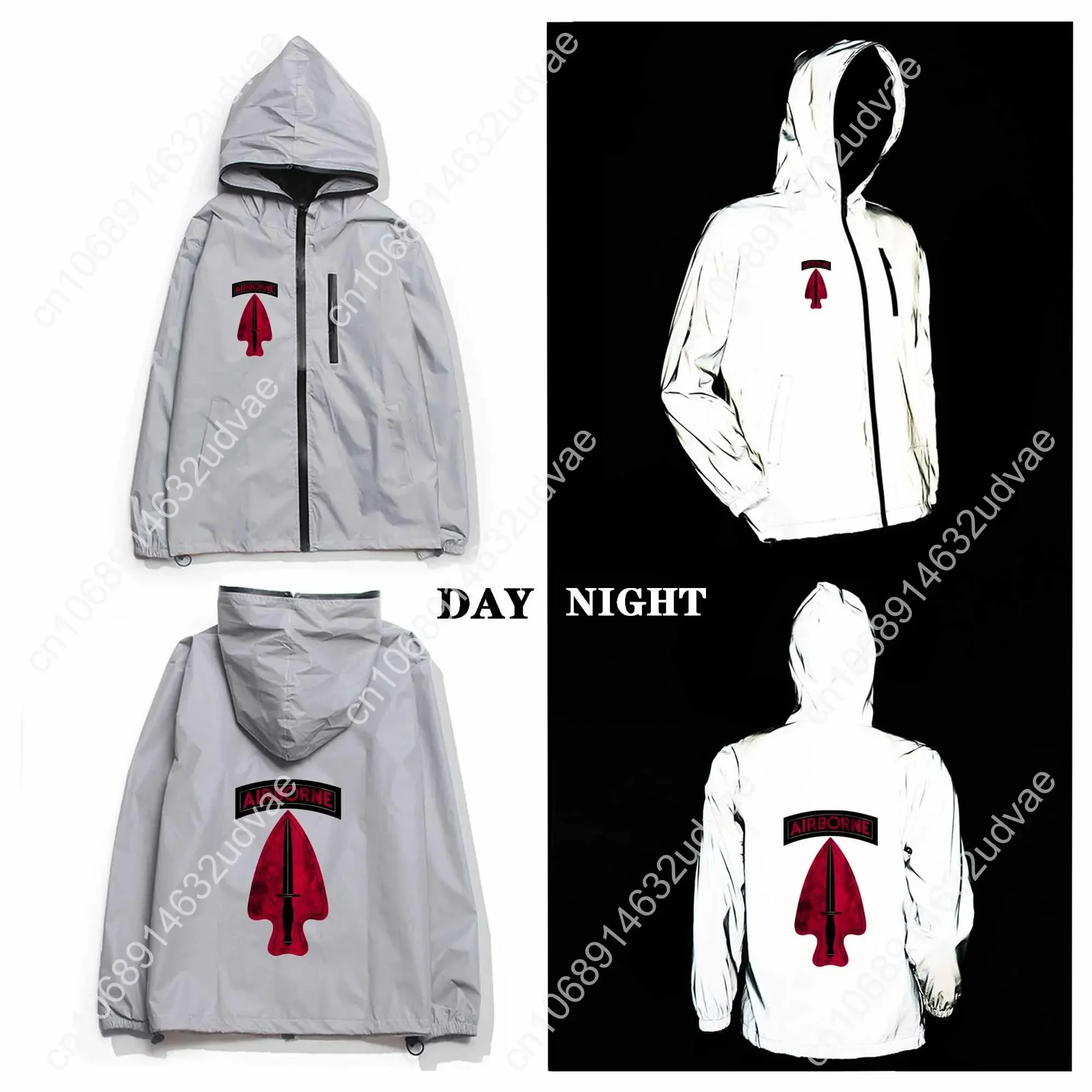 USASOC Delta Force Reflective Jacket Mens Womens Coat Hooded Windbreaker Runing Pocket Jackets Cycling Zipper Customized Hoodie