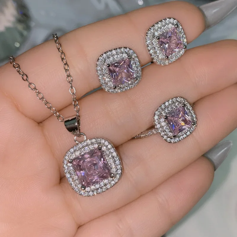 

MDL Moissa!ite Style Роскошные и красивые квадратные муассаниты цвета D 18K сияющие темпераментные розовые бриллианты