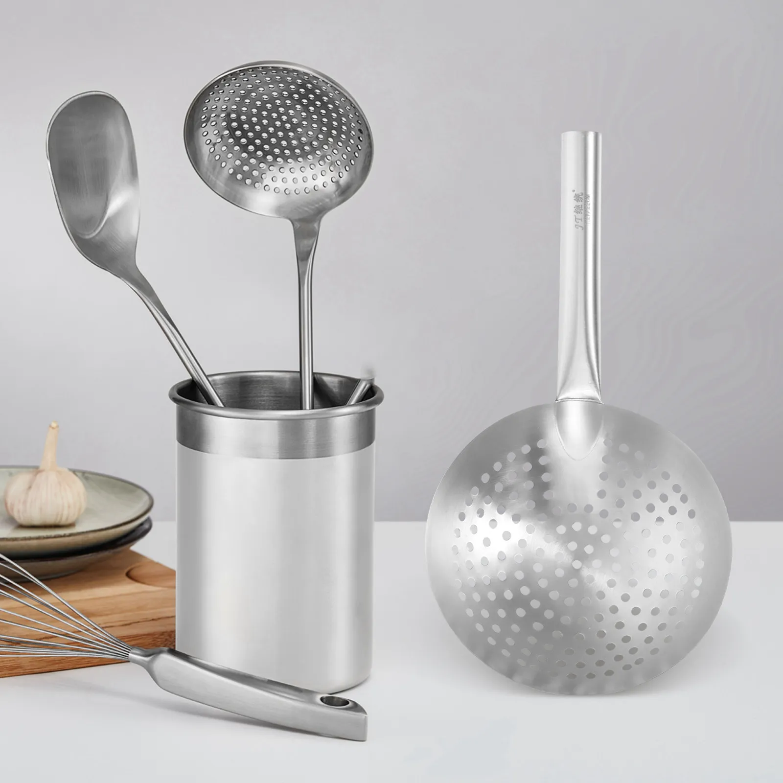 

Thickened Stainless Steel Skimmer Spoon For French Fries Eggs Vegetables Meat Wonton Hot Pot Cooking Kitchen Gadget Oil