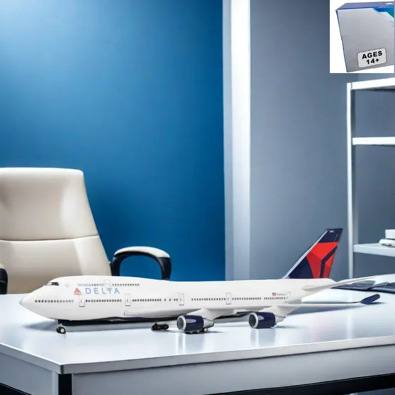 

1/150 Scale 47cm Airplane 747 B747 Aircraft DELTA Airline Model W Light and Wheel Diecast Resin Plane For Collection