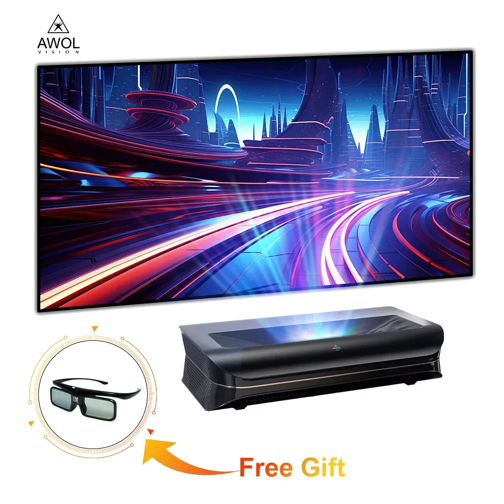 Best Seller AWOL 3000 3500 Pro Ultra Short Throw 4K Laser Projector Projeteur Theater Video Projector HDR10+ 3D Triple Laser 4K