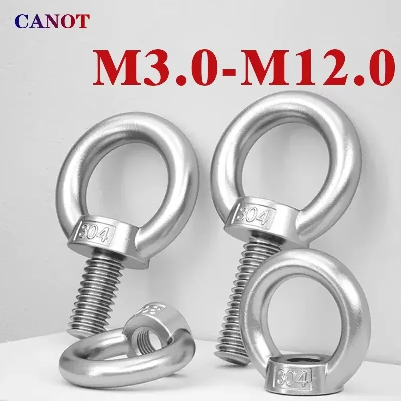 304 Stainless Steel Lifting Eye Nuts/ Screw Ring Eyebolt Ring Hooking Nut Screws M3 M4 M5 M6 M8 M10 M12