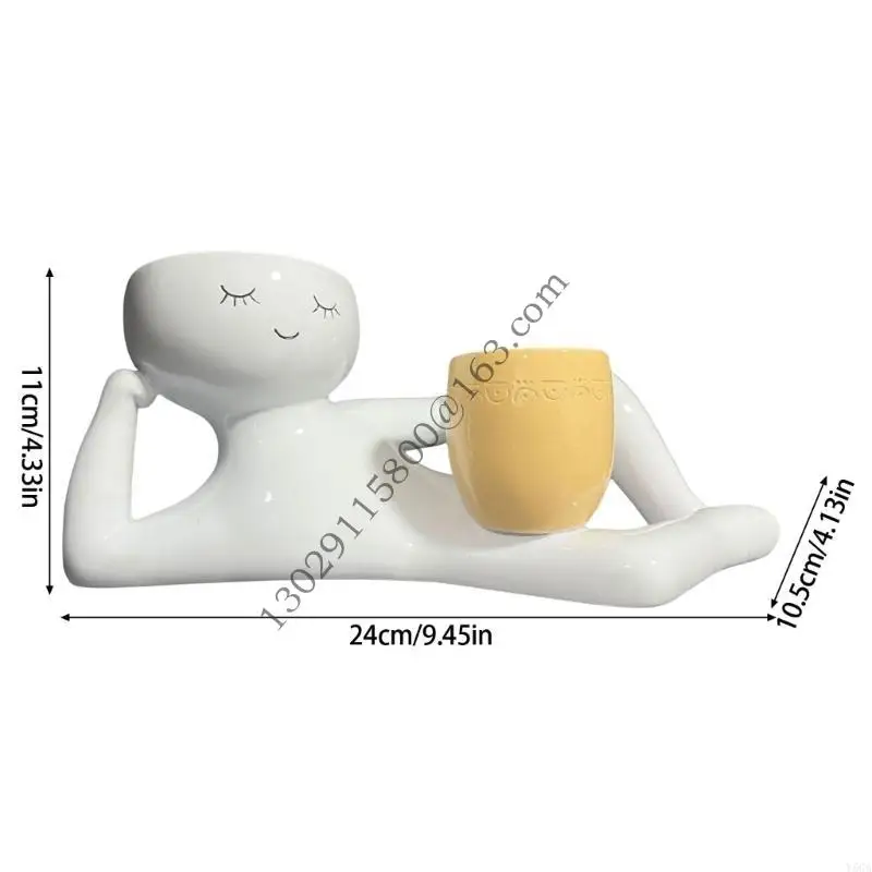 Funny Lazy Guy Flowerpot Figurine Model Mini Statue Planter Landscape Miniatures .Y5GA