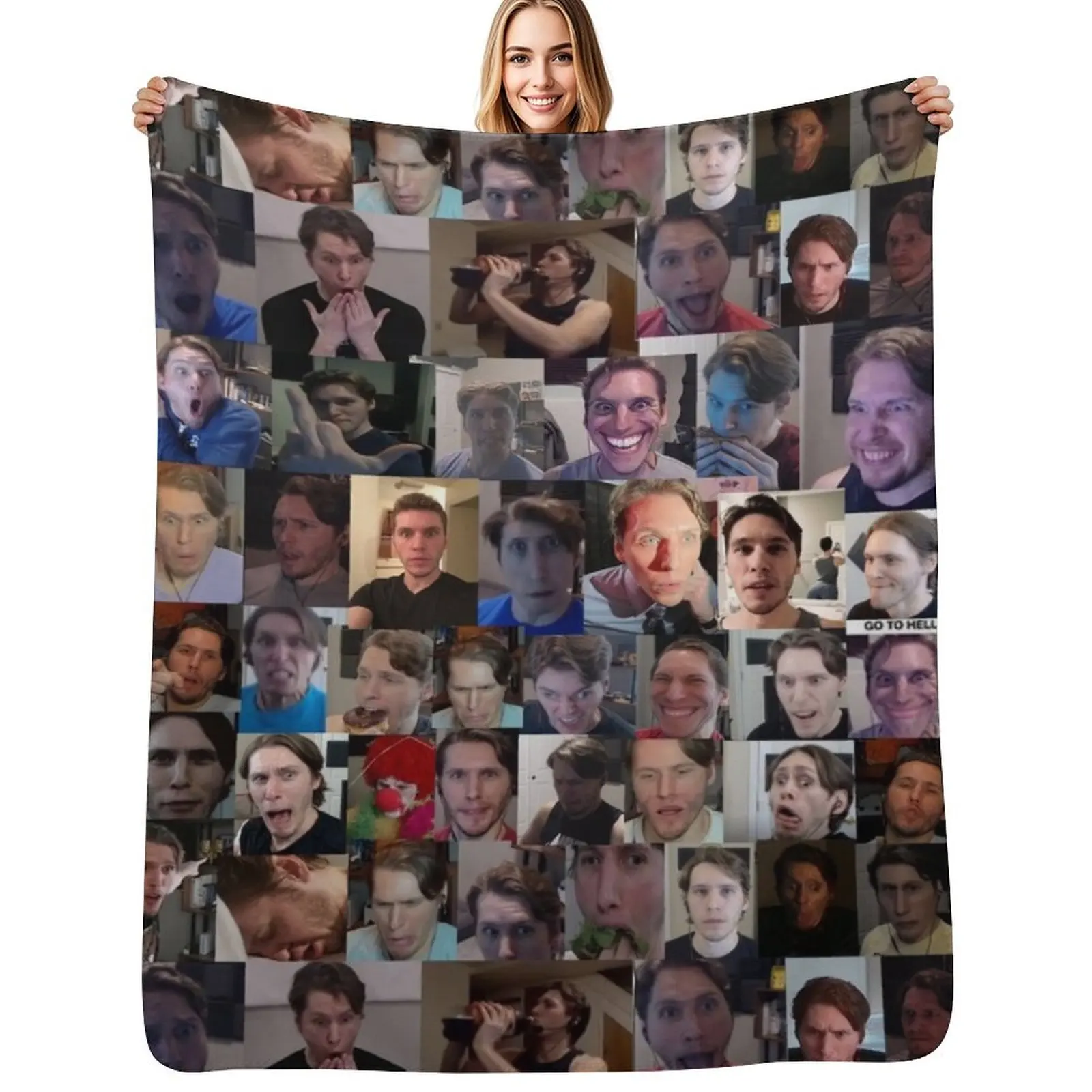 

Jerma Collage Throw Blanket Vintage Plaid on the sofa Summer Beddings christmas gifts Blankets