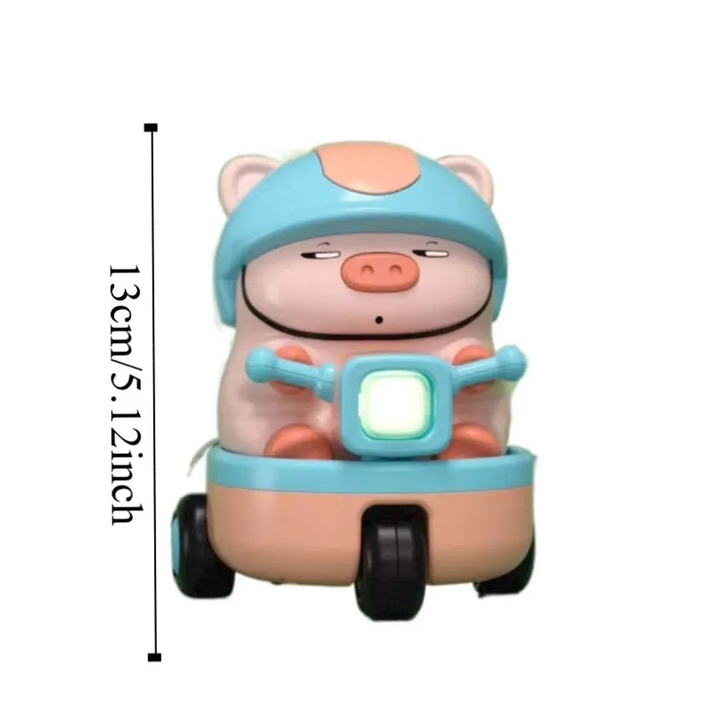 Plastic Pig Stunt Three-wheeled Car Toys Sound And Light Interactive Animal Piggy Electric Car Craft Decor Rotating