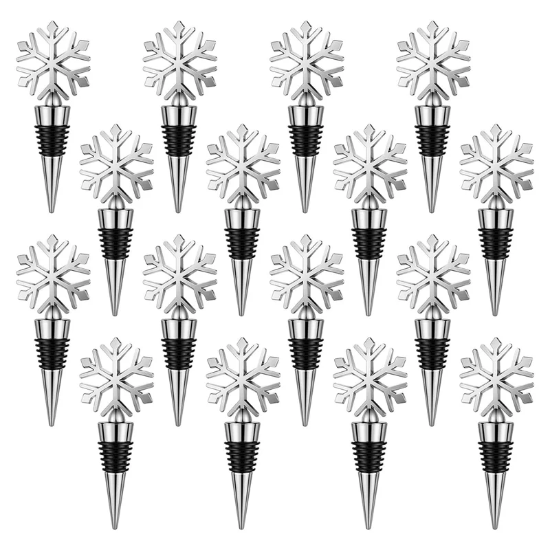 AT53 16 Pcs Snowflake Wine Bottle Stopper Beverage Bottle Stoppers Bottle Stopper Inserts