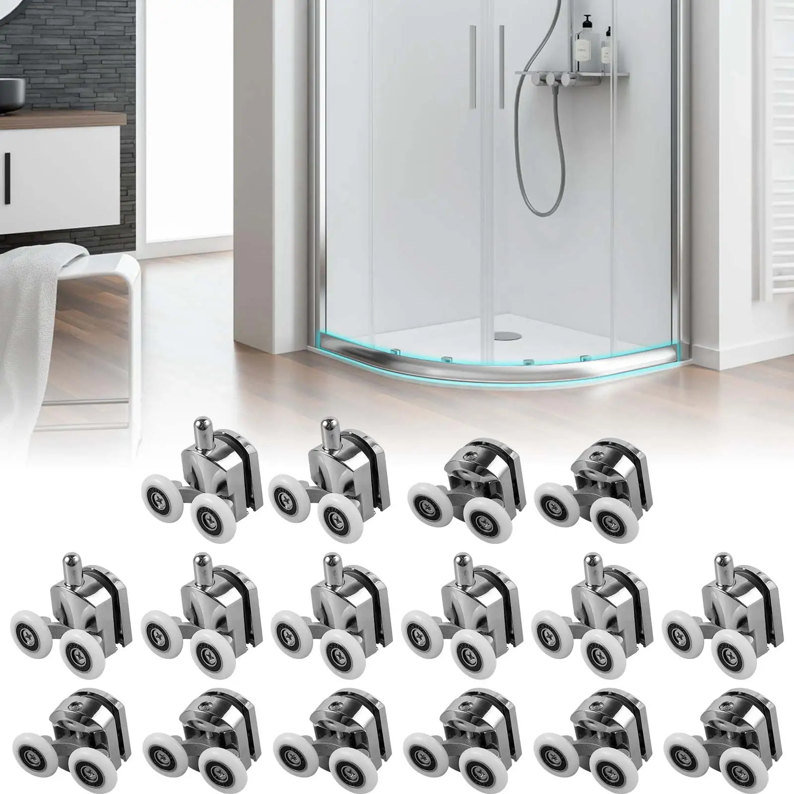 

8/16 шт. колеса для душевой двери, шкивы для раздвижных стеклянных дверей, подшипниковые ролики, направляющие для душевой комнаты, кабины, качающийся шкив, раздвижная дверь