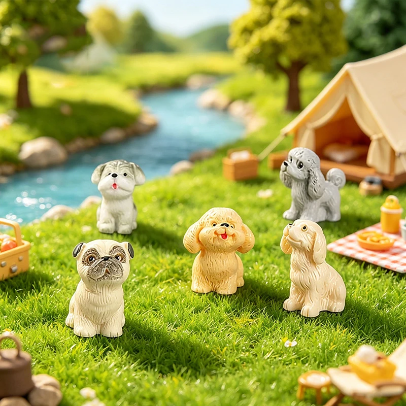 

10/20Pcs Micro landscape Ornament Cartoon Cute Little Dog Golden Fur Teddy Resin Ornament Desktop Dog Decoration Accessories