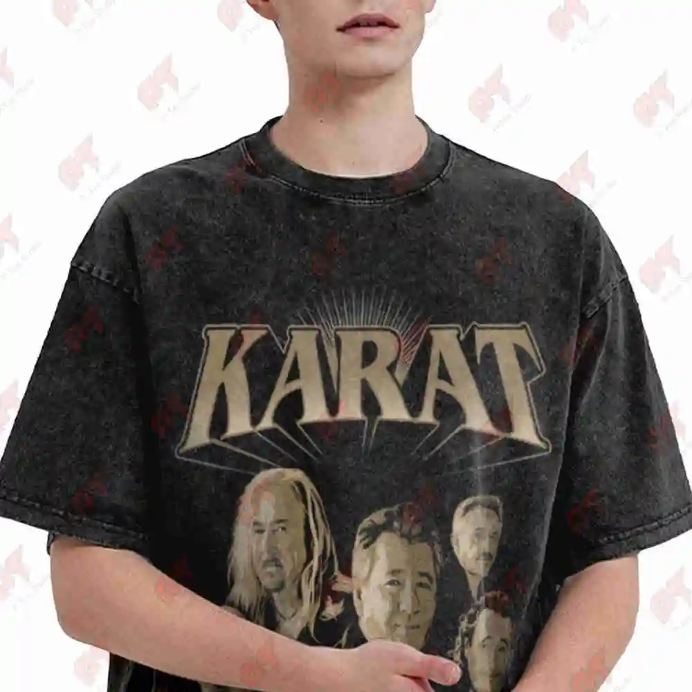 Karat Band Tour 2025 Concert Merchandise Vintage Washed Tee Pure Cotton T-Shirt