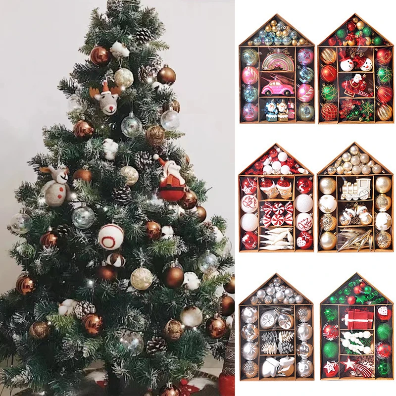 

70 шт., набор рождественских украшений, шар, Санта-Рождественская елка, украшение для дома, вечеринки, сада, подвесной кулон, новогодний подарок Navidad 2026