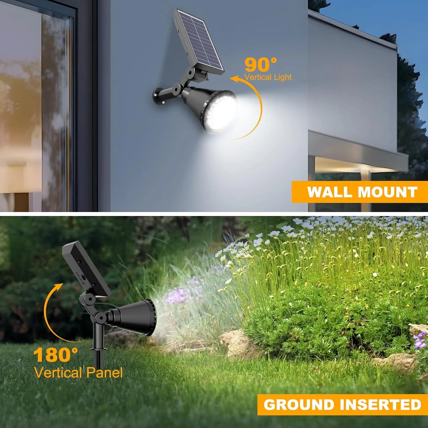 36 LEDs Solar Spot Lights Outdoor, 1000LM Adjustable Waterproof Landscape Lighting for Garden Yard Pathway - 4 Pack Cool White