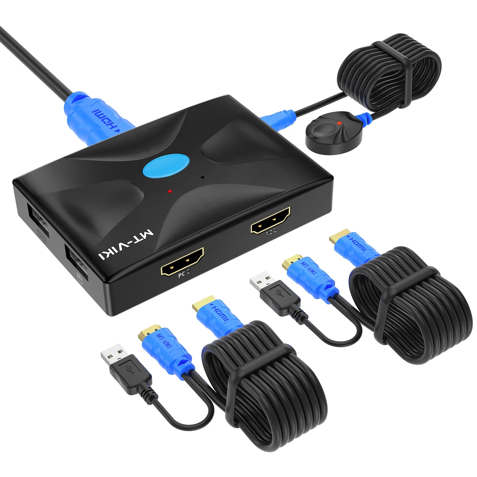 4K 30Hz HDMI KVM Switch 2 Port, MT-VIKI USB HDMI KVM Switcher + 2 KVM Cables + Desktop Selector