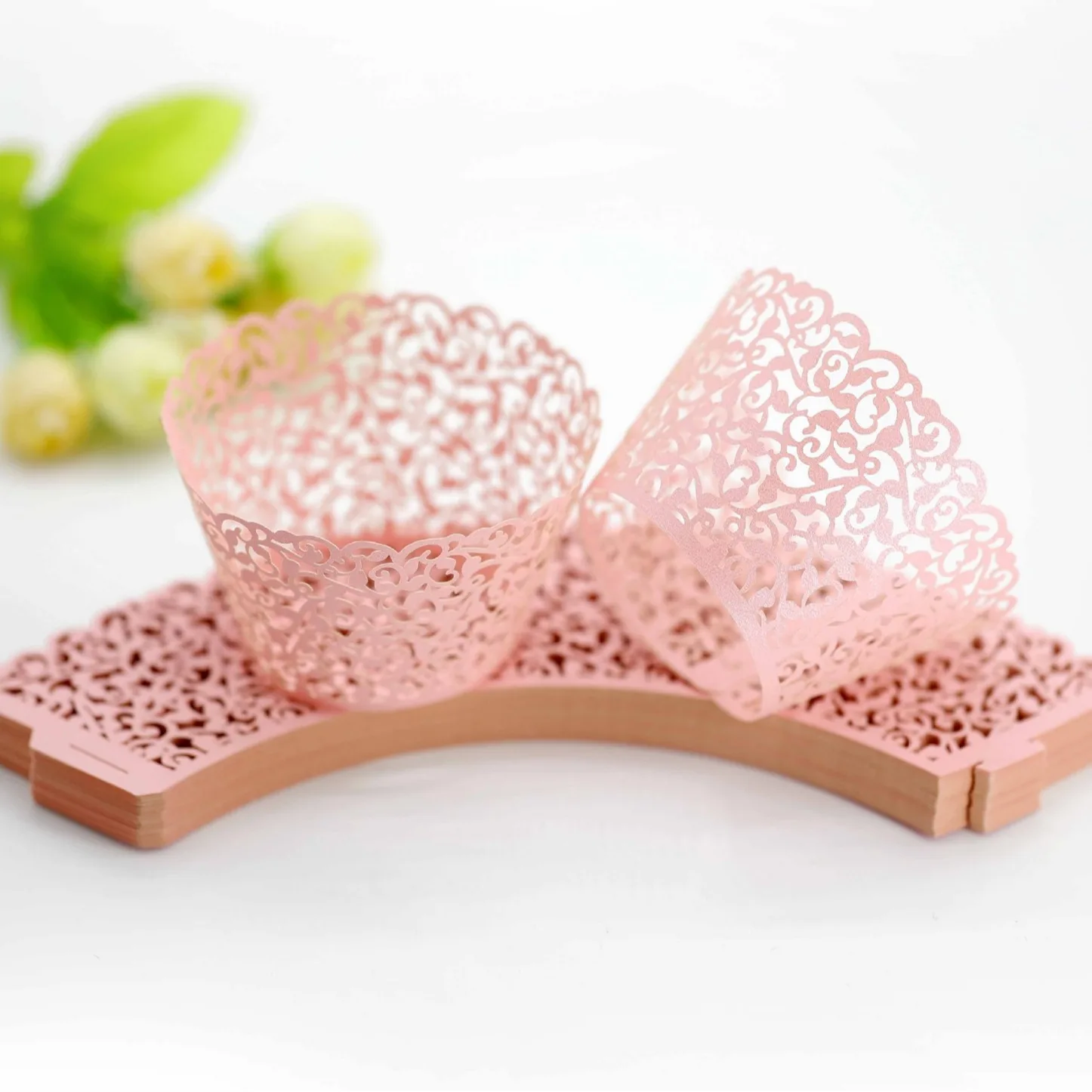 Empty Cupcake Paper Liners Hollow out  Cake Cups Floral Trimmed Baking Paper Liners Pastry Making Supplies