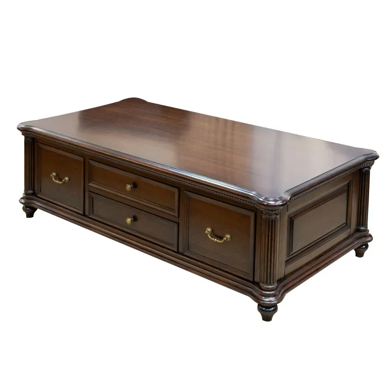 American retro all-solid wood large apartment coffee table atmosphere living room home high-end TV cabinet combination