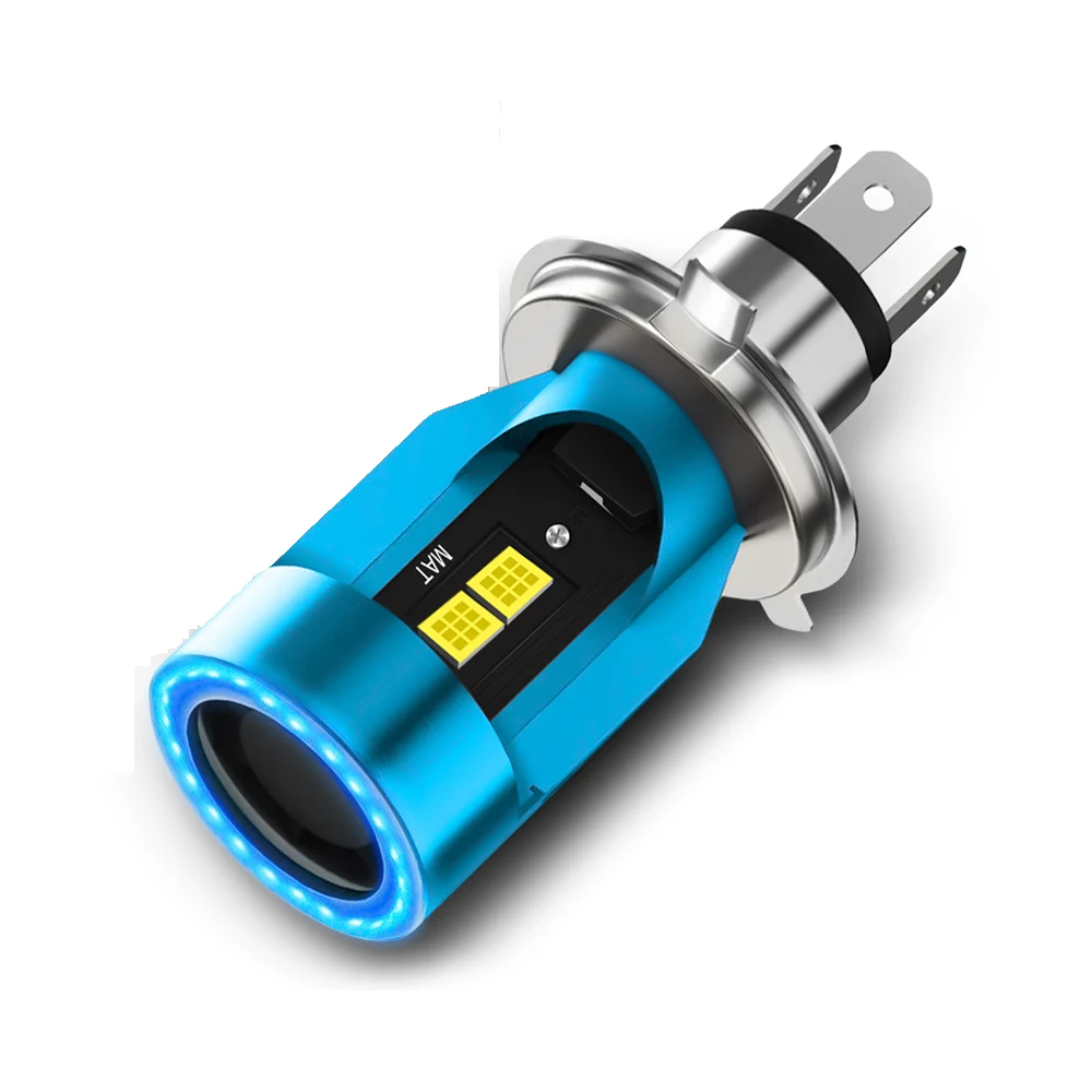 

Led Bulb with Fans H4 Blue/Red Pink Angel Eye LED Motorcycle Headlight Scooter Motorbike Headlamp Light Bulb DRL Accessories