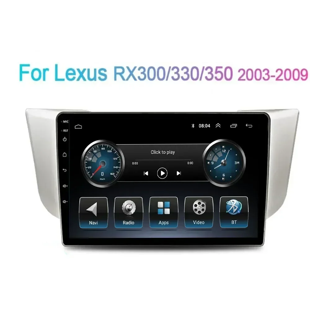 2 Din Android 13 Автомобильный стерео радио DVD GPS Мультимедийный видеоплеер 5G WiFi DSP Carplay для Lexus RX300 RX330 RX350 RX400H 2004+