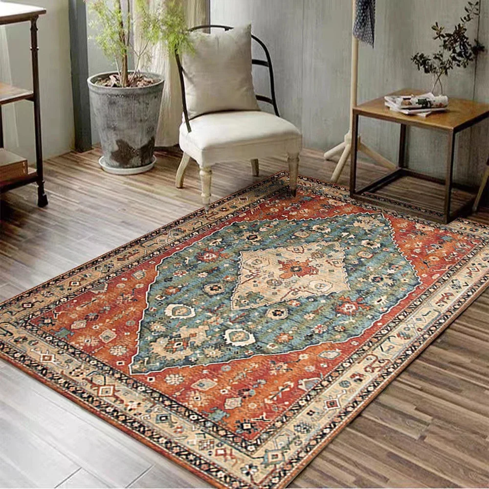 Bohemian Crystal Velvet Carpet Ethnic Style Home Decor Large Area Bedroom Living Room Non-slip Floor Mat Washable