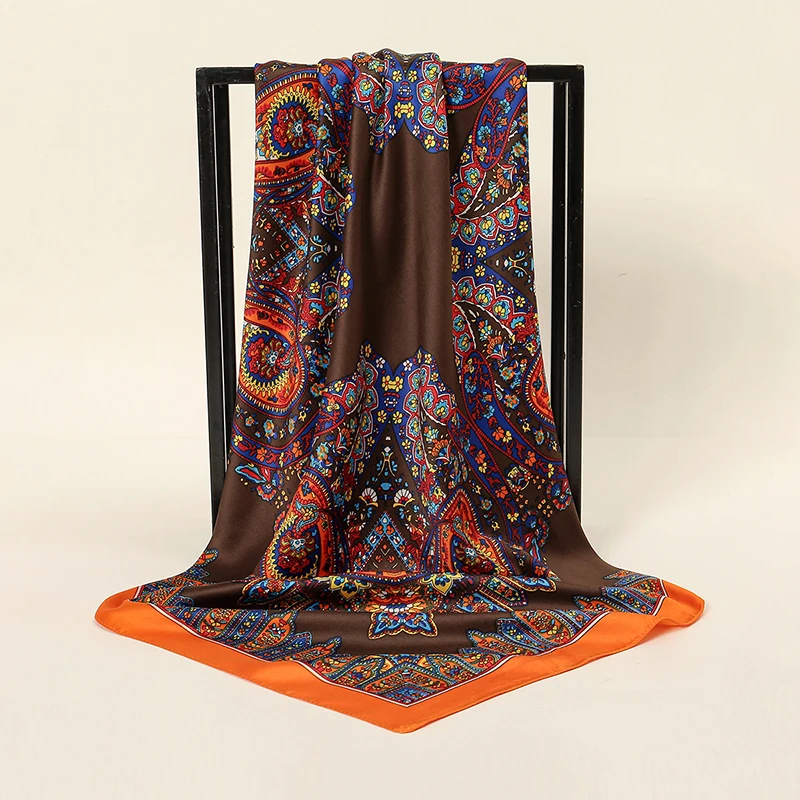 Mode Paisley gedruckt Satin 85 quadratischen Schal muslimischen Hijab Schals Frauen Mode Wraps ethnischen Stil islamischen Turban weiblichen Bandana