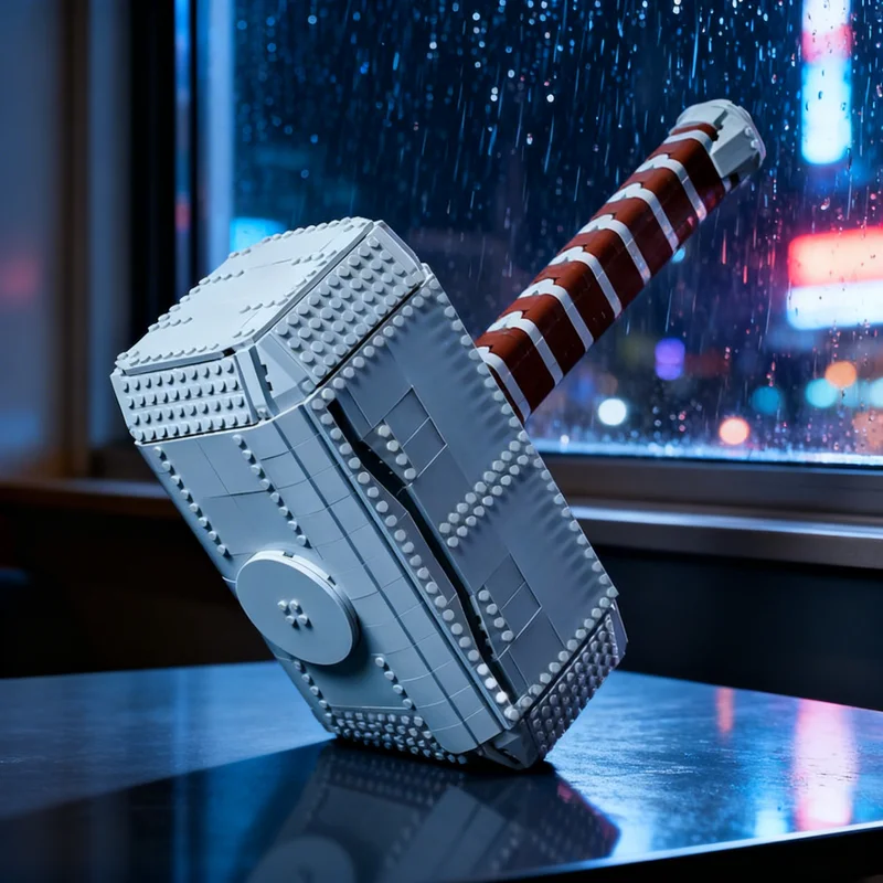 1597pcs MOC Bricker Builds Mj Lnir Thunder Hero Hammer Fully Wieldable Super Heroes Team Model Building Blocks Castle Toy Gift