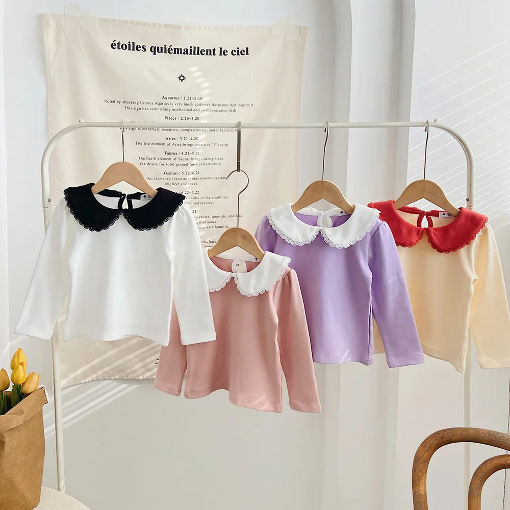 

Girls Clothes New 2023 Fashion Solid Color High Quality Children Spring & Autumn Cotton Fashion Tops Beautiful