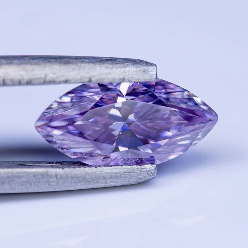 Moissanite Stone Marquise Cut Light Purple Color VVS1 with GRA Certificate for Gemstone Charms Advanced Jewelry Making Materials