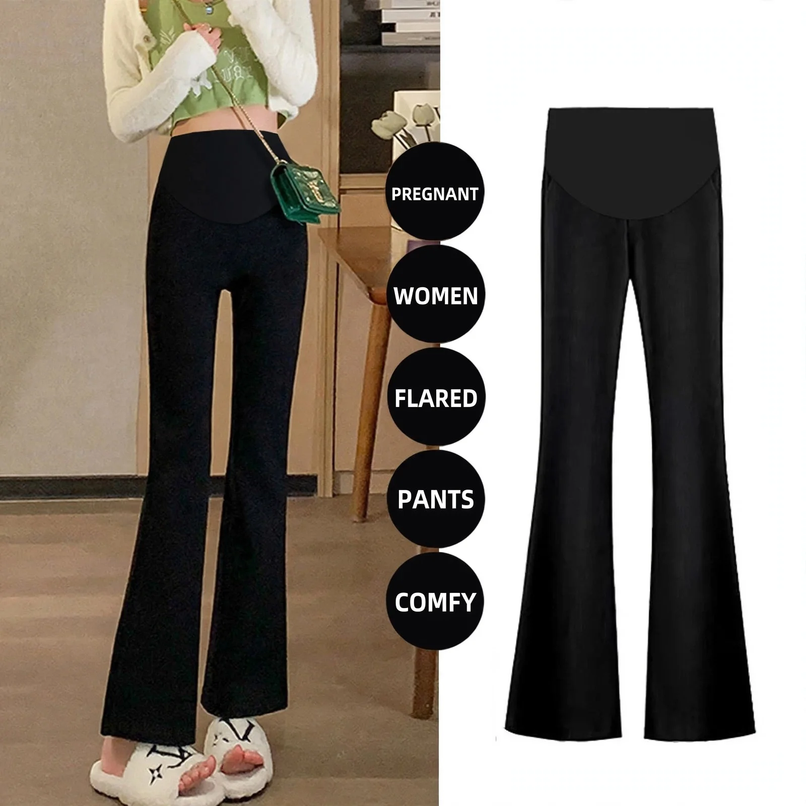 Maternity Maternity Pants Summer Thin Flared Pregnant Women Belly Support Casual Travel Business Daily Work Wear Polyester Spandex - Aliexpress Deal