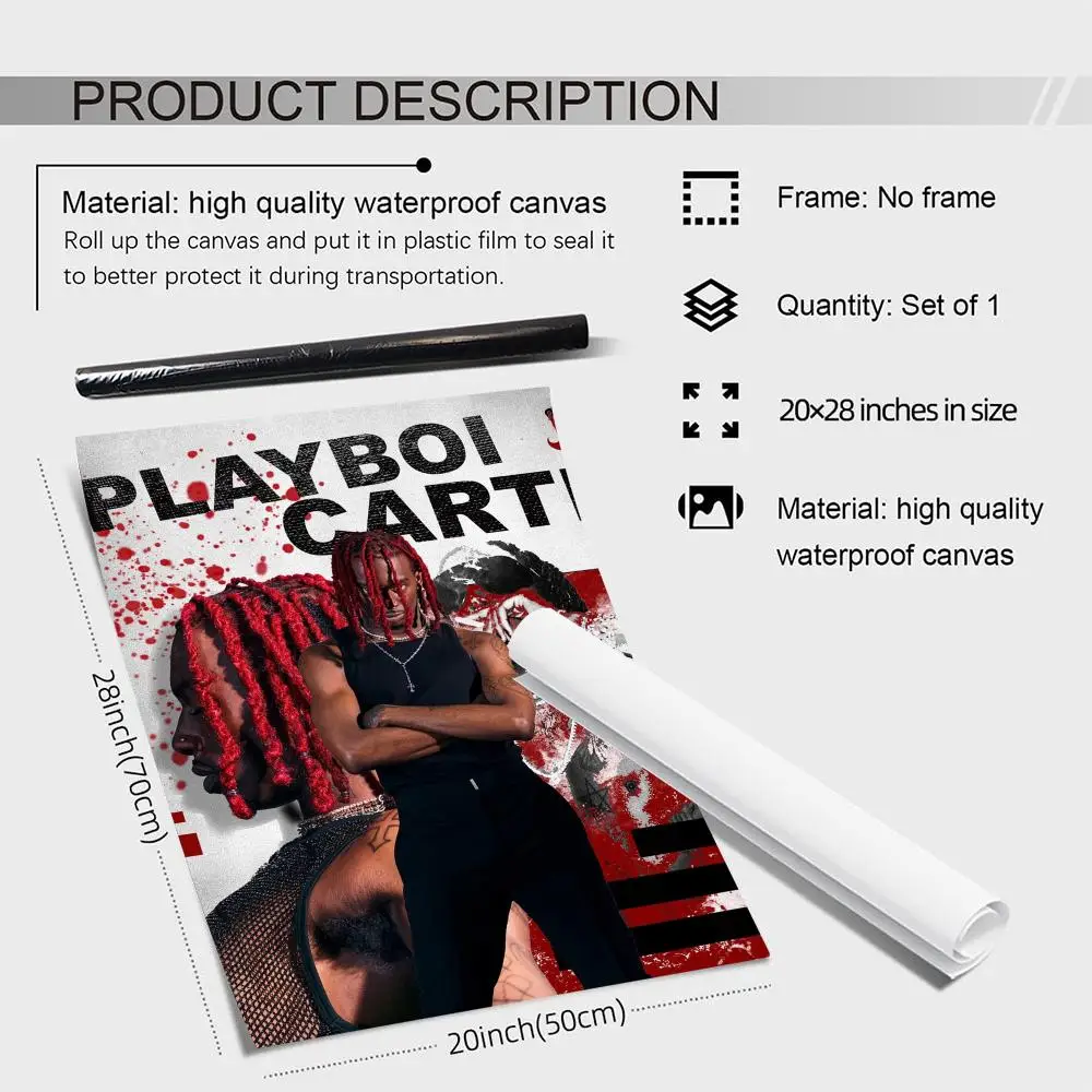 الراب P_Playboi C_Carti اللوحة الخط الكتان قماش المشارك جدار يطبع لغرفة المعيشة غرفة نوم مكتب ديكور المنزل #5
