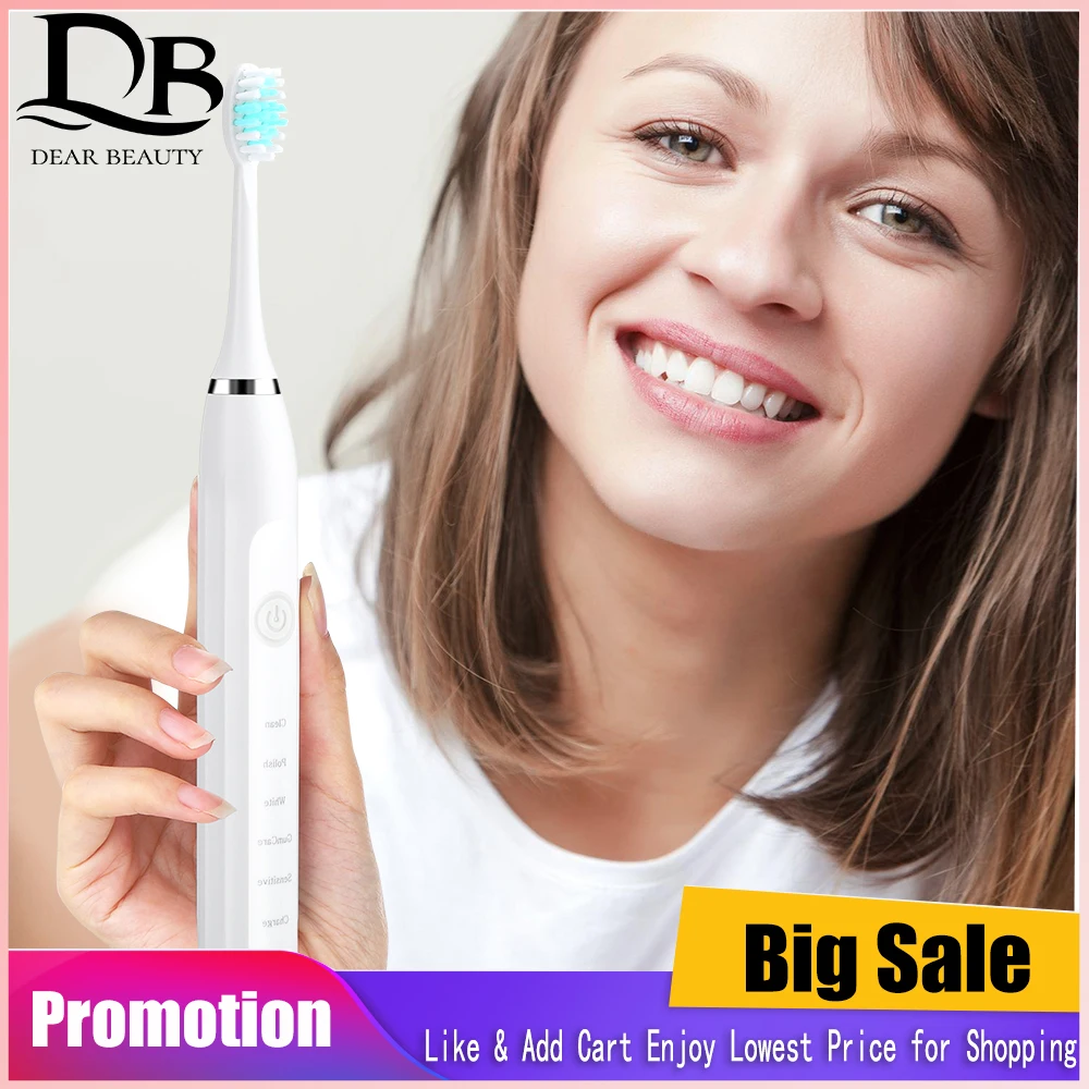 Electric Toothbrush Teeth Whitening 5 Modes 4 Speeds USB Rechargeable Professional Dental Care Waterproof Soft Bristles Adults