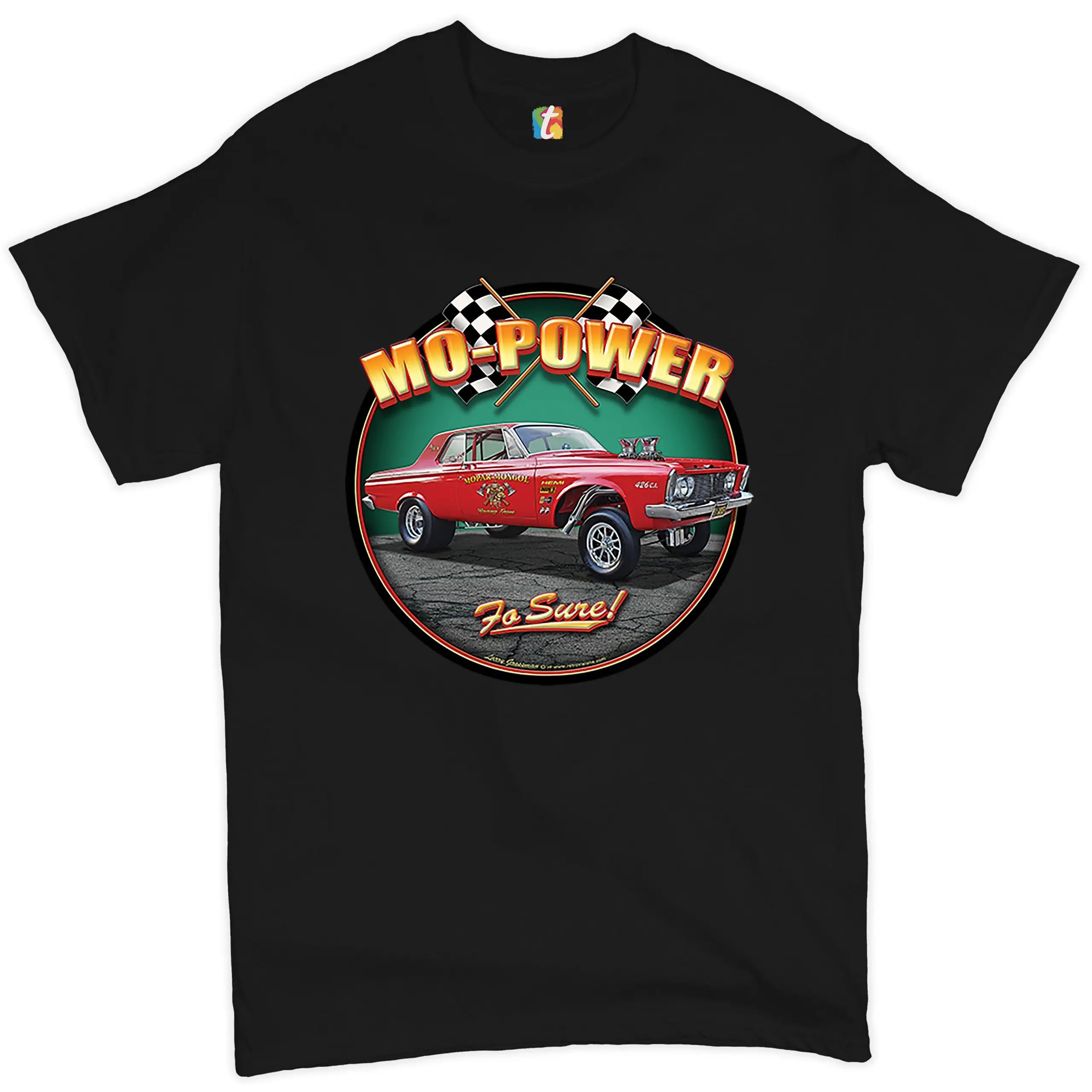 Mo Power Fo Sure T shirt American Muscle Car Racing Route 66 Men's