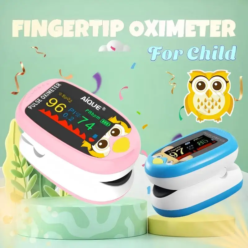 

AiQUE Child Fingertip Pulse Oximeter Baby Rechargeable Medical Blood Oxygen Saturation Meter Pediatrics Kids Oximetro SPO2