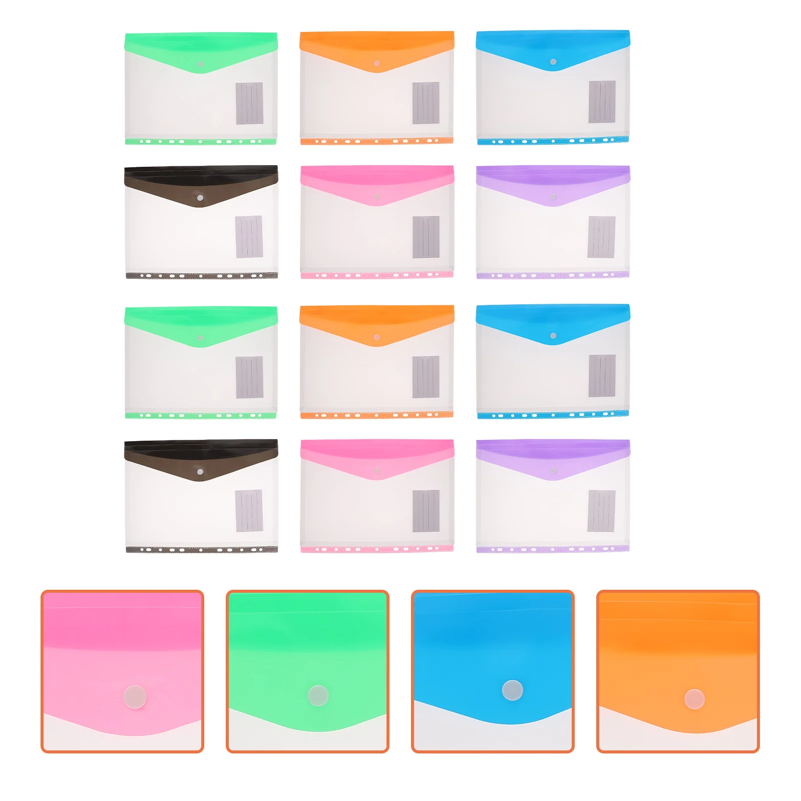 

12 Pcs File Binder Black Bag Clear Pockets Blinder Folder Holder A4 Document Pp Protector -hole