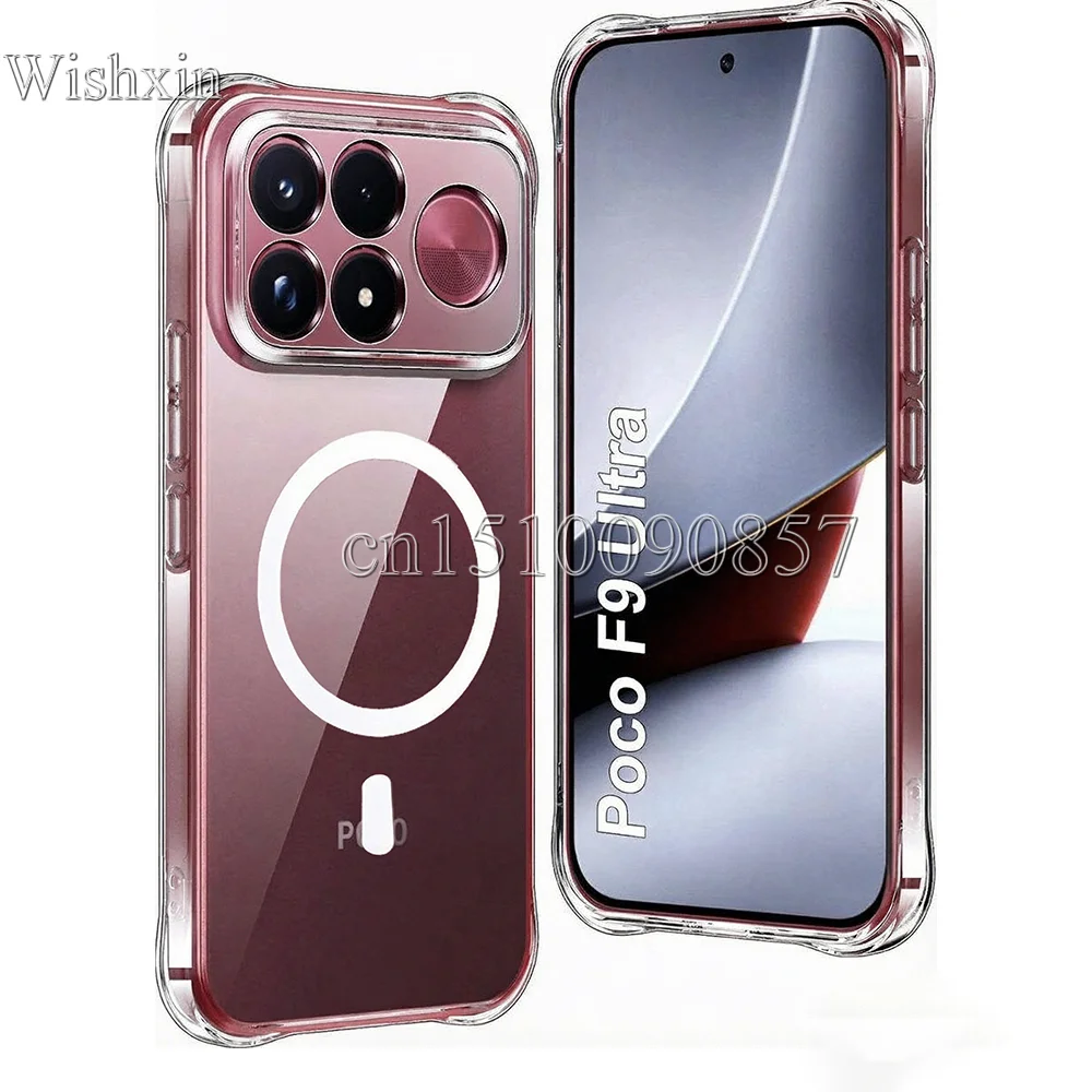 Reinforced Corners Shockproof Case Soft TPU Magnetic Wireless Charging Clear Cover for Xiaomi POCO F9 Pro Ultra F9Pro