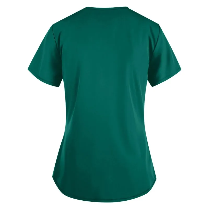 Tops de enfermería para mujer, camiseta informal de manga corta con cuello en V, uniforme de trabajo, blusa informal lisa