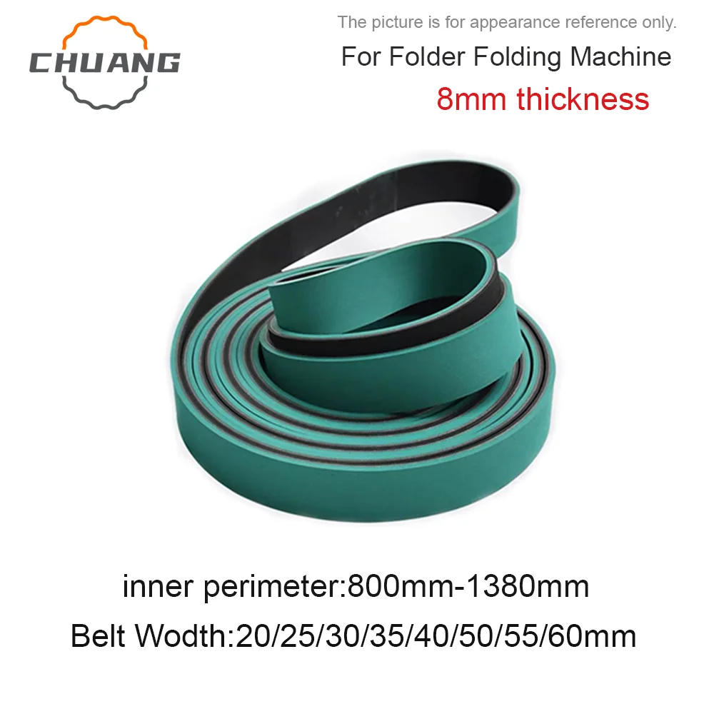 

8.0mm Thickness Green Rubber Transfer Paper Belt For Automatic High Speed Folder Folding Machine.