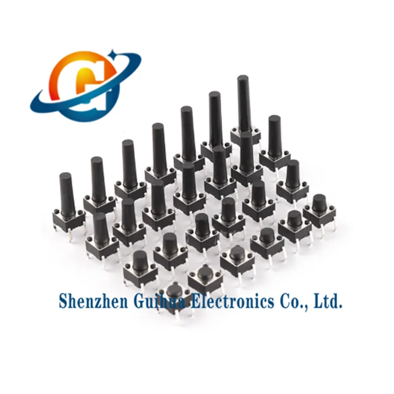 100pcs tactile switch 6 * 6 direct insertion 4-pin vertical 6 * 6 * 4.3/5/6/7/8/9/10/12-22mm button