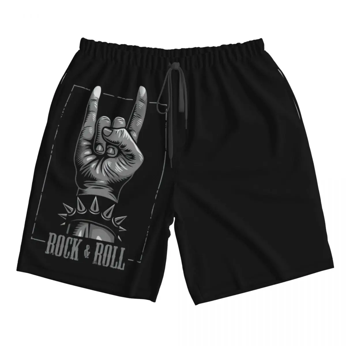 Calções masculinos de praia de metal pesado, maiô de secagem rápida, diversão de rua engraçada, shorts fitness 3D