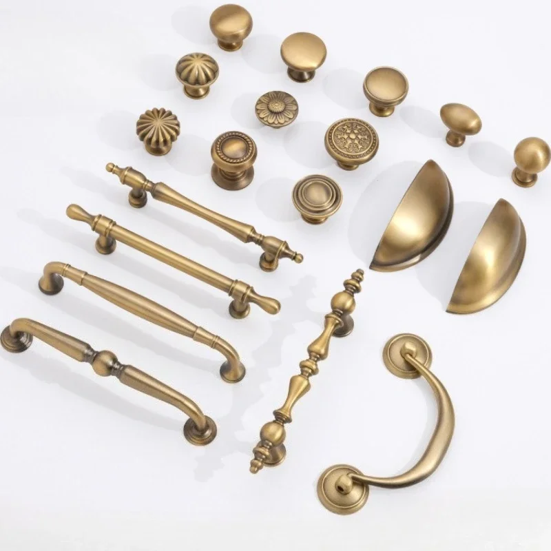 Schrankgriffe Möbel-Schubladengriff Türgriff Antik-Bronze Massives Messing Schrankknöpfe Küchenschubladengriffe Muschelgriff – Detail 2