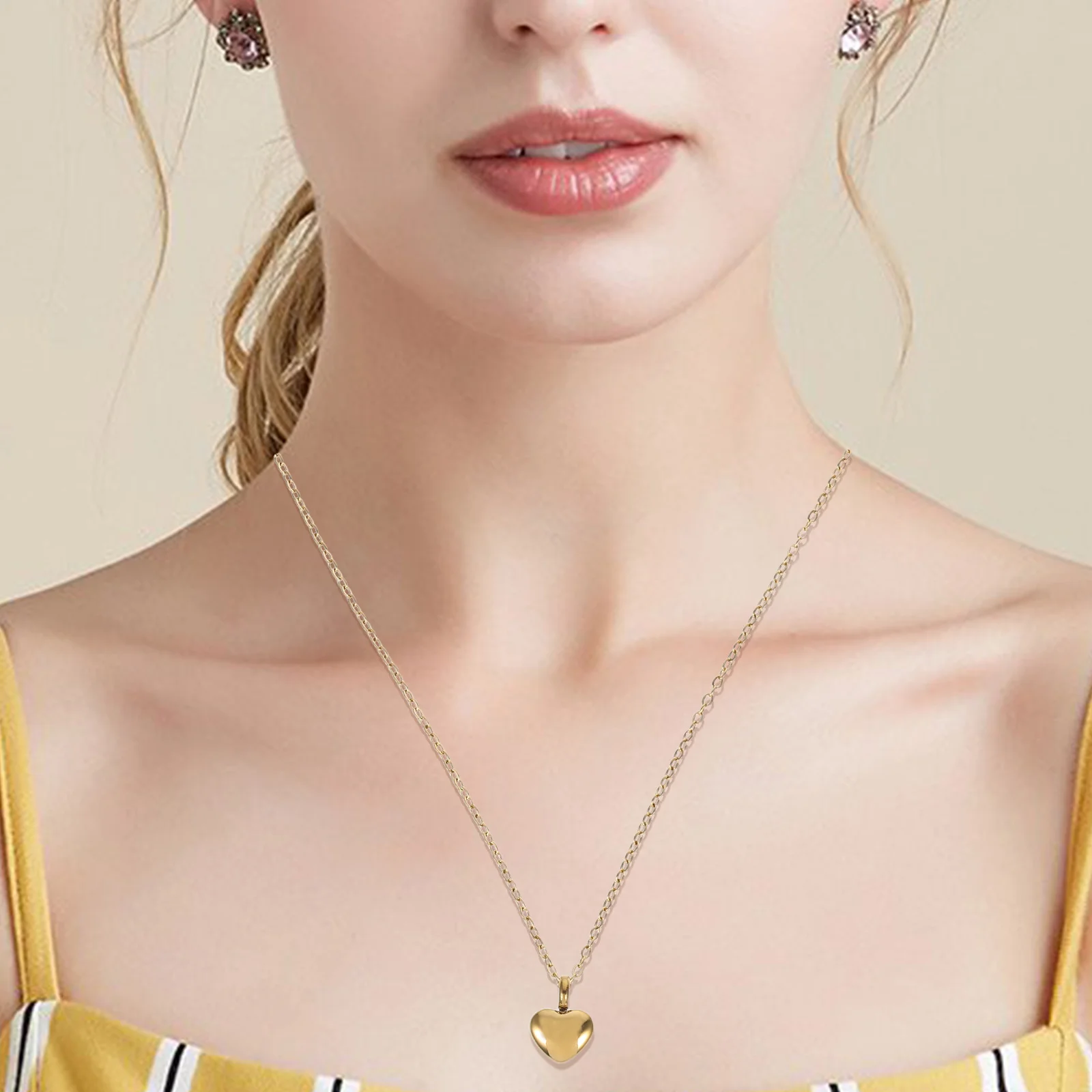 반려동물 유골 하트 모양 스테인리스 스틸 유골함 펜던트 목걸이 열 수 있는 향수병 기념품 보석 선물